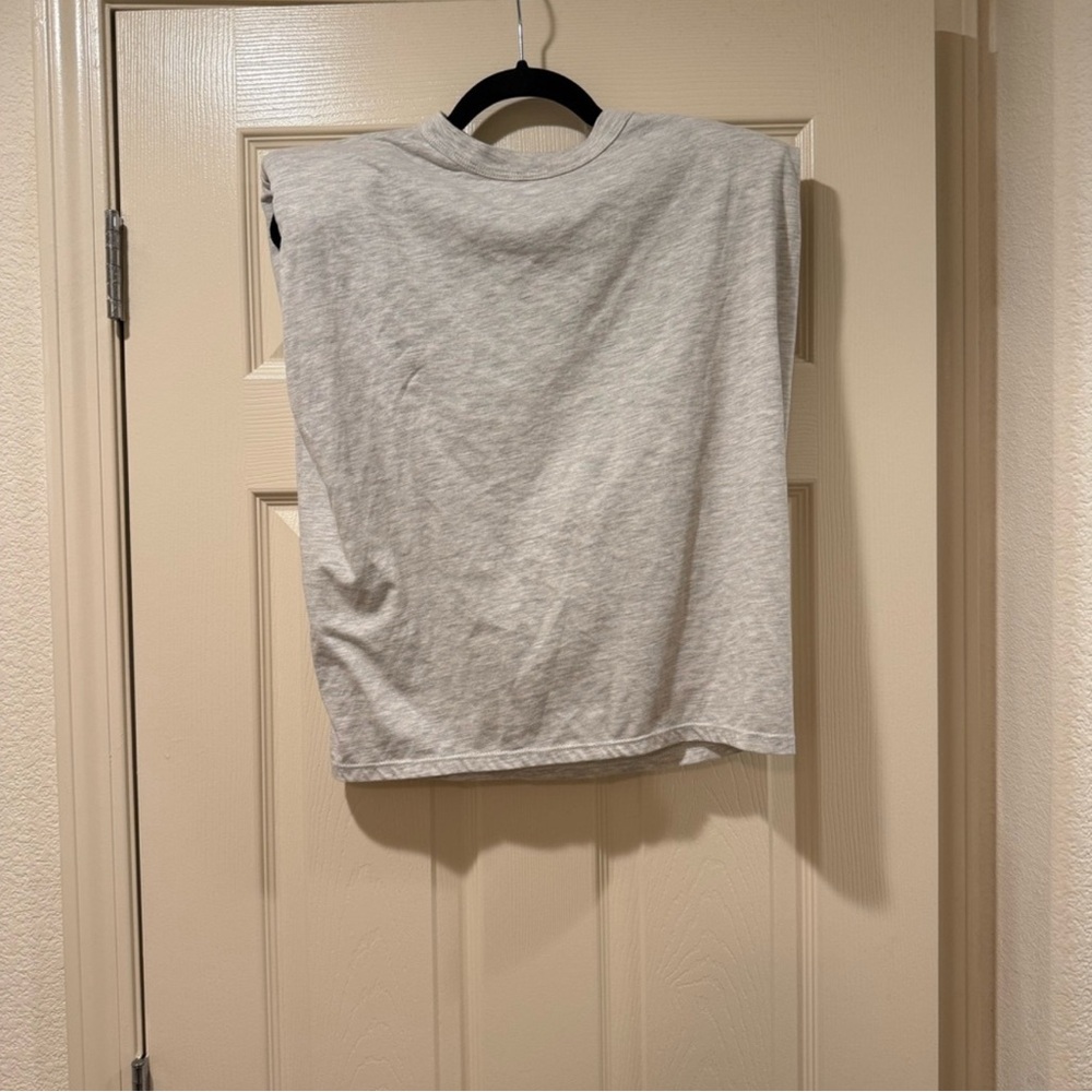 MNG Mango Light Gray Shoulder Pad Sleeveless Top